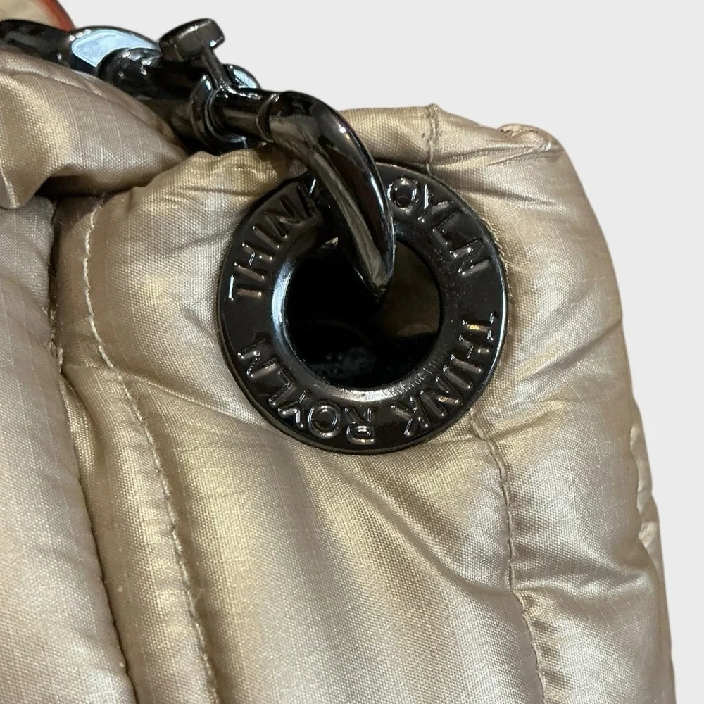 Think Royln Bar Bag Metallic Gold Puffer Crossbody Purse